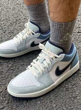 耐克/Nike Air Jordan 1 Low低帮舒适百搭男牛仔蓝板鞋IH0648-141