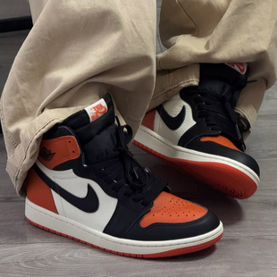 Jordan Air Nike 008 黑白橙扣碎高帮复古篮球鞋 DZ5485 耐克