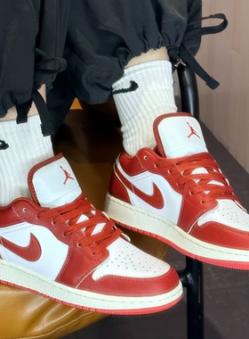 耐克/Nike Jordan 1 Low 白红经典运动耐磨低帮板鞋 FJ3465-160