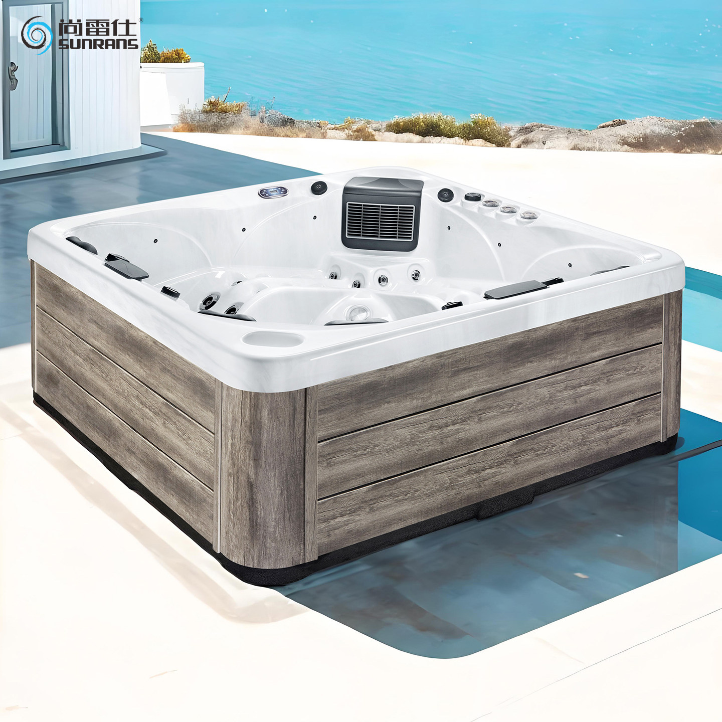 户外按摩浴缸智能恒温加热温泉酒店别墅民宿亚克力浴盘冲浪泡池