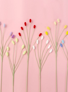 成品手工花束钩织花仿真花毛线钩织编织六头铃铛果花家居摆件