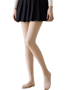 黑丝光腿加绒女秋冬季天鹅绒黑透肤双层假透肉打底裤袜子