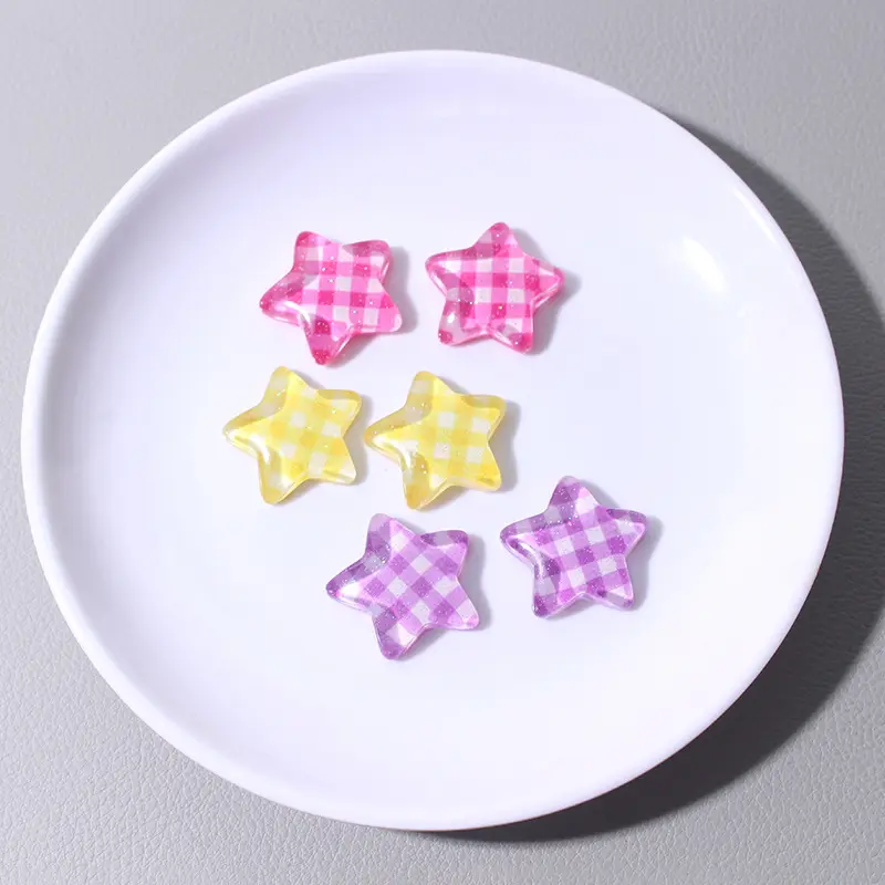 条纹五角星桃心爱心树脂贴片DIY发饰发夹材料配饰饰品配件创意