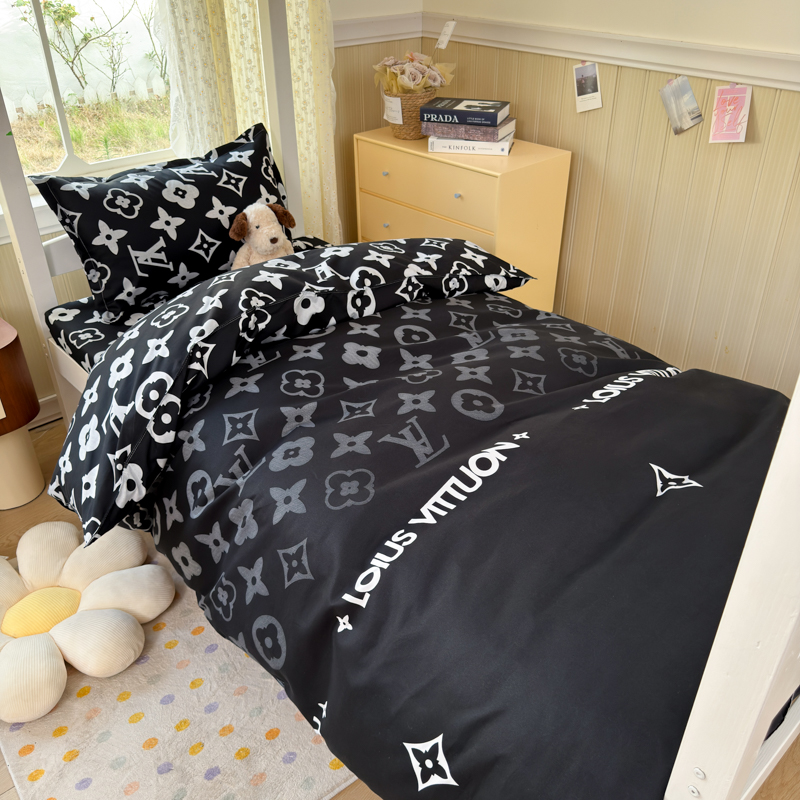 网红黑色潮牌床上四件套个性被罩学生宿舍床单被套三件套上下铺