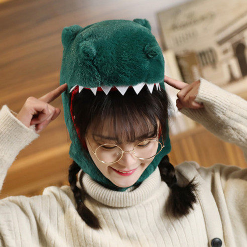 ins少女心可爱卡通男女款搞怪创意恐龙帽子头套保暖拍照表演道具,服饰配件/皮带/帽子/围巾,帽子,淘宝优惠券,粉丝福利购,淘宝优惠卷