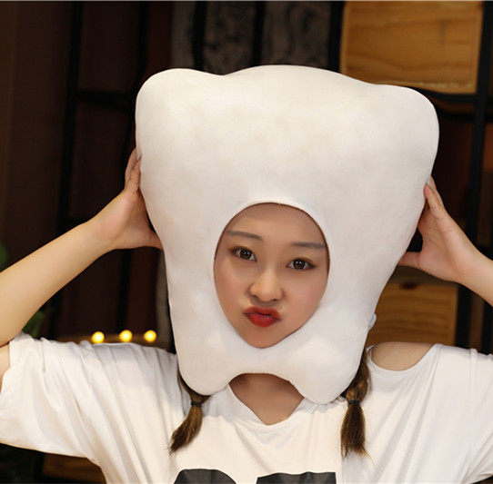 日系卡通甜美可爱风ins一颗牙齿头套帽子毛绒公仔简约拍照表演道,服饰配件/皮带/帽子/围巾,帽子,淘宝优惠券,粉丝福利购,淘宝优惠卷