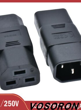 IEC320电源品字转换插头公母连接器C14公头转C21品字横孔16A母头