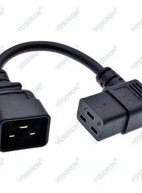 品字三横C20转C19左右弯头公母转换延长线PDU国标16A服务器电源线