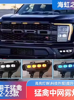 适用22-23款F150猛禽中网小黄灯白灯LED叶子板日行灯中网射灯雾灯