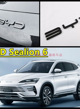 适用于新款比亚迪海狮BYD Sealion 6前车标前杠碳纤维车标贴改装