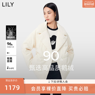 女装 LILY2023冬新款 领羽绒服女 90鹅绒 轻量保暖中空纱通勤西装