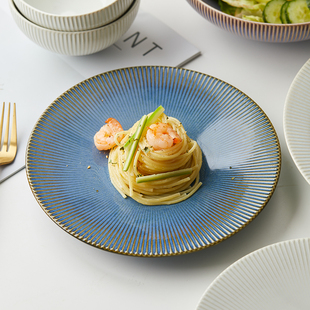 驼背雨奶奶釉下彩陶瓷餐具2025家用8.5寸菜盘商用平盘北欧风盘子