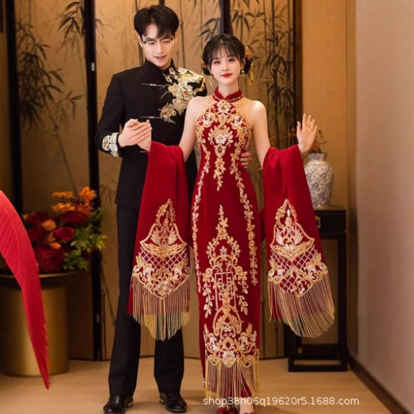 2026夏季新款秀禾服婚服新中式改良旗袍嫁衣晨袍拍照敬酒服显瘦图片
