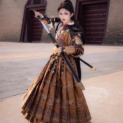 墨染倾城色明制分体锁子甲汉服