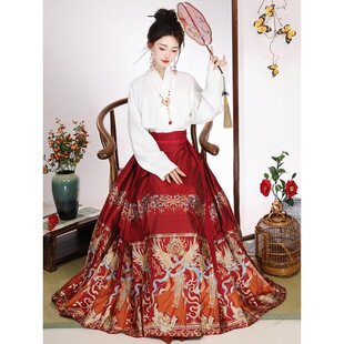 洛竹原创大明贵女汉服女羲和织金仿妆花缎面马面裙日常通勤春夏款