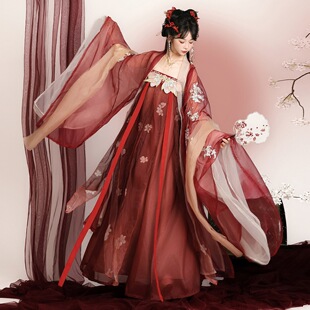 衫 唐制齐胸花瓣裙重工刺绣大袖 日常 胭脂染梦 洛竹原创汉服女