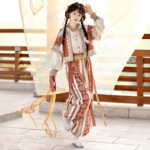 原创汉服新款唐制兜帽圆领衫女唐褙子灯笼裤汉元素秋冬款古装