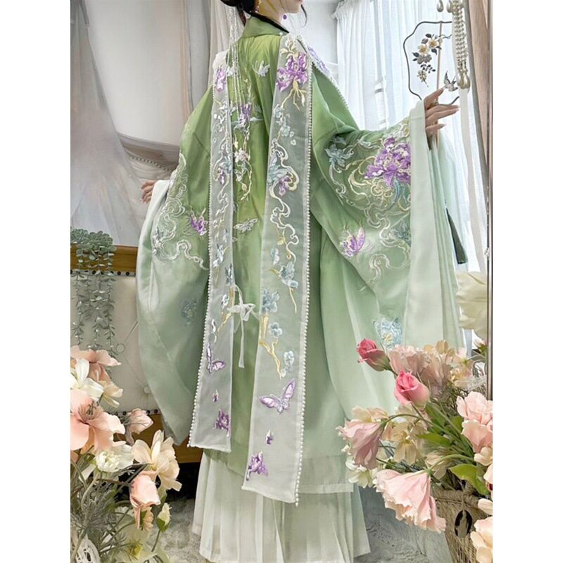 原创宋制汉服女高端重工刺绣仙气飘逸中国风大袖珍珠霞帔古装秋冬