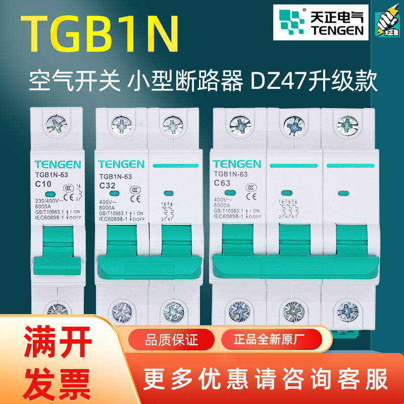 天正电气TGB1N-63空气开关小型断路器三相1234P1032540A家用照明