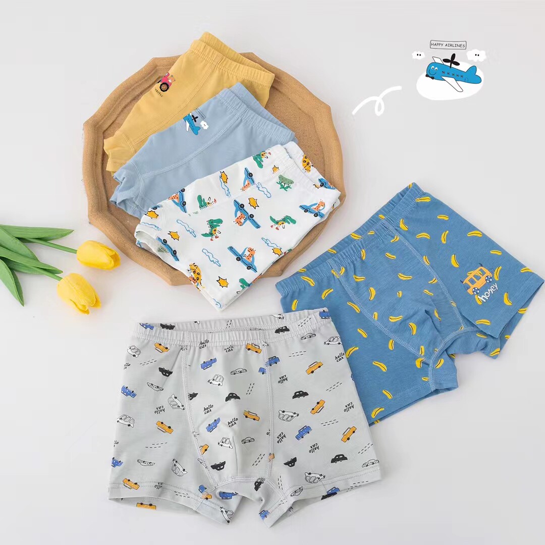 男童夏季四角内裤儿童抗菌无骨平角裤男孩汽车网眼底档发育期平裤