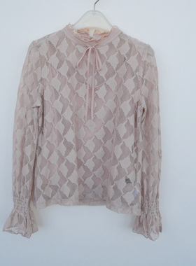 拉系列SM专柜正品 女春夏优雅舒适长袖蕾丝衫两件套4A8662灰粉