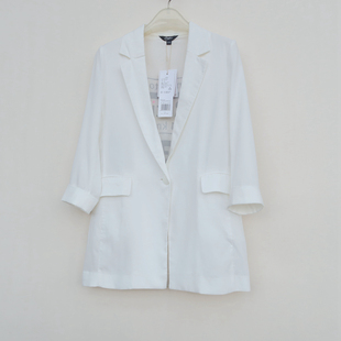 短外套8B2030白色 女夏纯天丝超薄舒适透气七分袖 拉系列 S专柜断码
