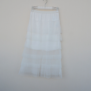 拉系列S专柜断码女夏季梦幻网纱九五分蛋糕长裙半身裙6A8412本白