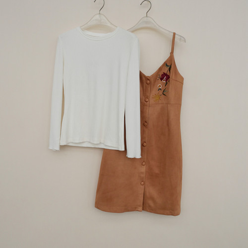 专柜正品超值仿麂绒两件套背带裙