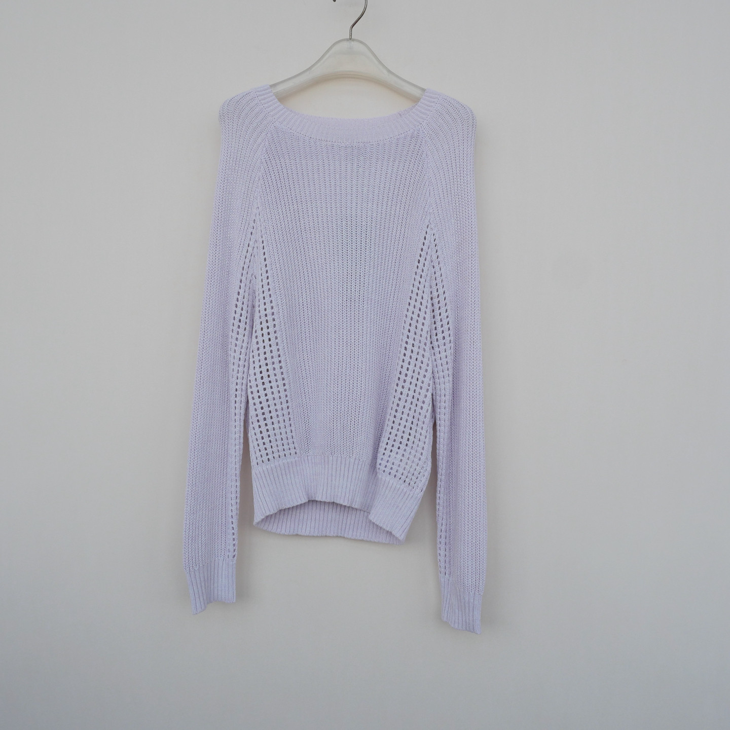 拉系SML撤柜正品 女春秋冰丝镂空宽松柔坠圆领长袖毛衣6A0855粉紫,女装/女士精品,毛针织衫,淘宝优惠券,粉丝福利购,淘宝优惠卷