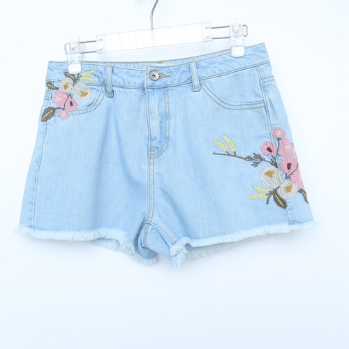 正品超值女夏全棉绣花牛仔超短裤