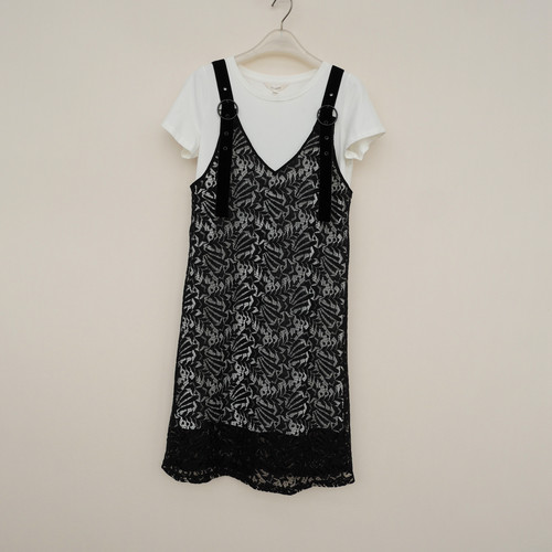 正品超值女夏舒滑蕾丝背带裙套装
