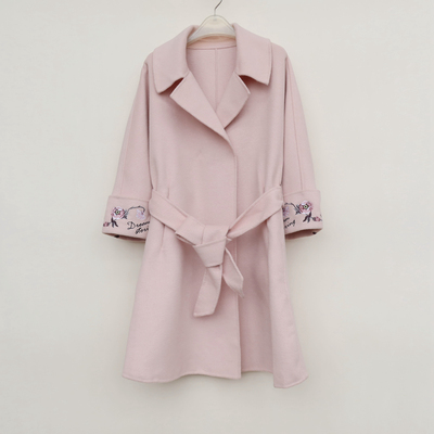 专柜撤柜正品绣花羊毛双面呢外套