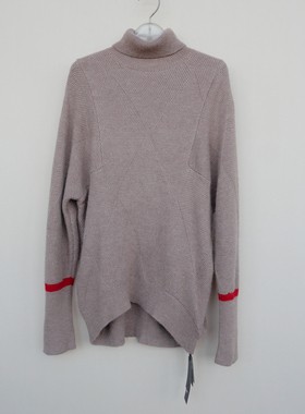 拉系SML撤柜正品 女冬腈纶仿兔毛舒滑保暖宽松高领毛衣5A2586驼粉