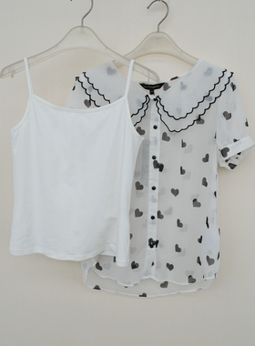 拉系列/M专柜正品 女夏舒适透气印花玻璃纱短袖衬衫4A2422混色