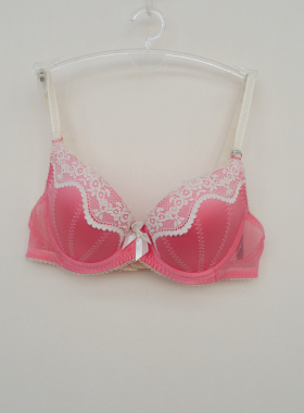 安系列70A70B正品断码3/4纯棉内花边上薄下厚聚拢文胸EF0615粉桔