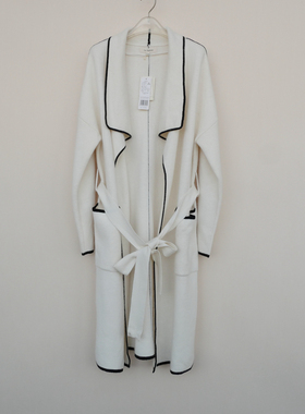 拉系列SM专柜正品 女冬兔毛混纺中长过膝外套开衫毛衣4A7553本白