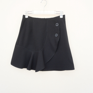 拉系列S/M专柜断码 女春夏秋弹力罗马布休闲短裙半身裙5A7672黑色