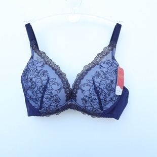 G832深蓝 上薄下厚金葱饰边聚拢文胸GJ 古系列70BC 75C正品