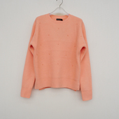 拉系SM专柜撤柜正品 女秋冬钉珠圆领宽松舒柔针织毛衣4A3343浅橘
