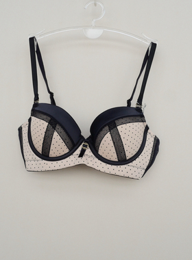 安系列70B正品断码3/4上薄下适中微厚纯棉内里插袋文胸EF8356黑色