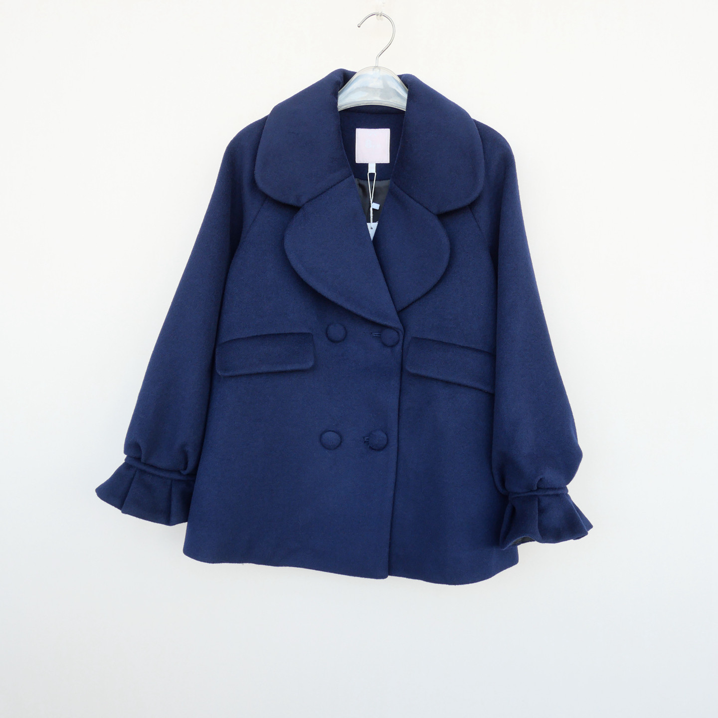 拉系列150/160专柜正品女大童冬季宽松厚保暖毛呢外套5A0319藏青