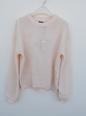 拉系列SML专柜正品 女秋冬宽松蓬松舒柔镂空针织毛衣4A2515粉橘