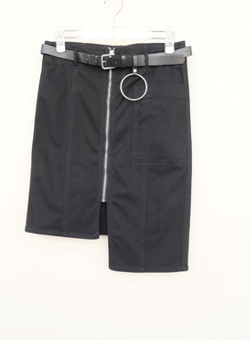 拉系列SML正品清仓 女春秋厚柔全棉斜纹布修身半身裙5A6088黑色