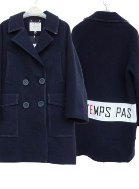 拉系列S/M专柜正品 女冬学院风厚柔宽松休闲毛呢外套8B5726藏青