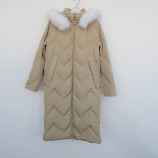 女冬80绒轻盈过膝保暖羽绒服4A5012卡其 拉系列SML专柜撤柜正品