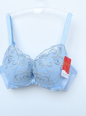 古系列75A75B断码3/4花边刺绣AB上薄下厚CD薄棉文胸GJ-F605冰雪蓝