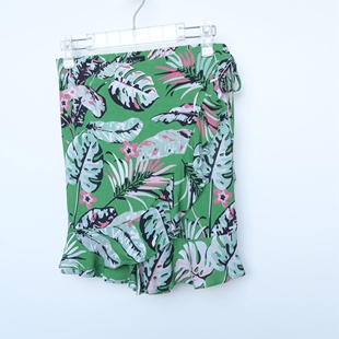 裙裤 女夏薄天丝纯粘纤舒适高腰短裤 2C173003绿 M正品 CC系列S