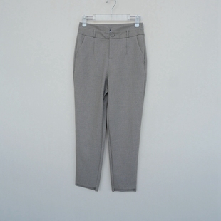 拉系列S专柜断码 女夏通勤舒柔锥脚高腰休闲九分裤5A3519格子混色