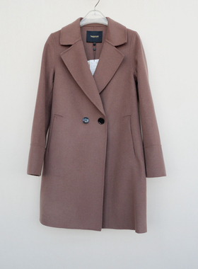 拉系列/S专柜断码 女秋冬轻盈保暖细绒双面呢外套大衣4A0946咖啡