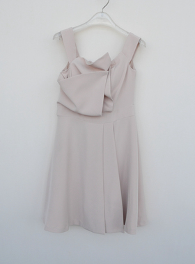 拉系列M/L正品超值 女夏季重磅厚稠舒滑露肩抹胸连衣裙4A4492卡其